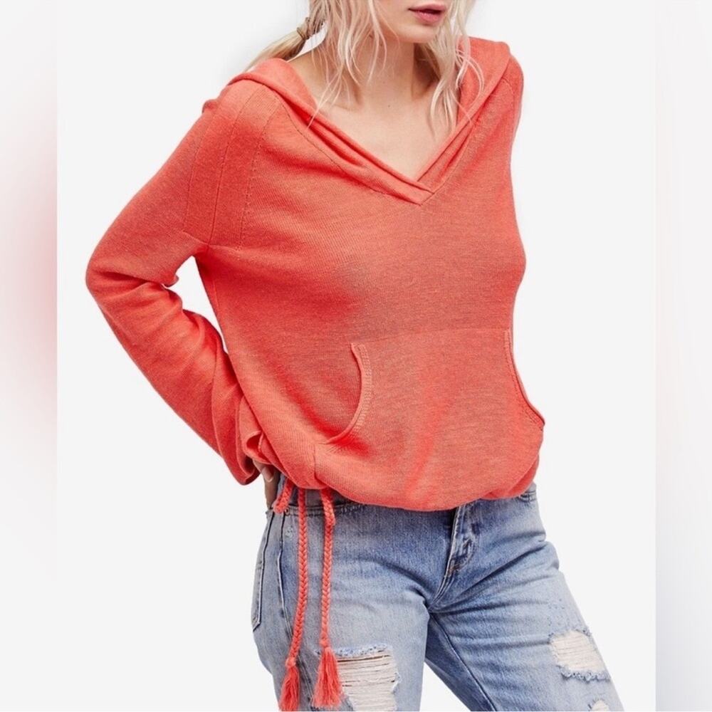 Free People Optimistic Sweater Hoodie Linen Blend Size Medium